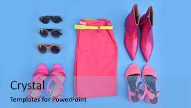 Presentation with fashion shoes - PPT layouts enhanced with fashion concept- pink shorts pants background and a light blue colored foreground