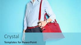  Presentation with fashion handbag - Slide set consisting of fashion-concept-businesswoman-holding-red background and a light blue colored foreground