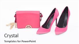  Presentation with fashion handbag - Beautiful PPT theme featuring fashion concept pink handbag shoes on a white background backdrop and a pink colored foreground
