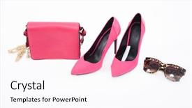  Presentation with fashion handbag - Cool new presentation theme with fashion concept pink handbag shoes backdrop and a white colored foreground