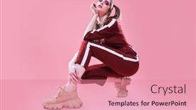  Presentation with pretty girl - Colorful slide deck enhanced with fashion-concept-sport-chic-style backdrop and a coral colored foreground