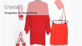  Presentation with red floral - Presentation design enhanced with fashion-concept-two-red-sundress background and a sky blue colored foreground