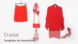  Presentation with red floral - Slide set having fashion-concept-two-red-sundress background and a sky blue colored foreground