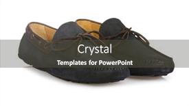  Presentation with fashion shoes - PPT theme with fashion-concept-with-male-shoes background and a dark gray colored foreground