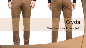  Presentation with trousers - Amazing slide deck having fashion concept with trousers on white backdrop and a coral colored foreground