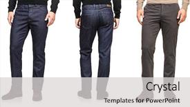  Trousers PPT template - Amazing PPT layouts having fashion concept with trousers on white backdrop and a light gray colored foreground