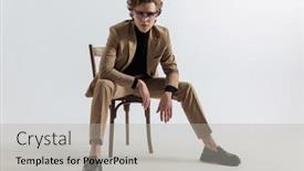  Presentation with cool - Presentation theme with fashion-cool-model-in-suit background and a light gray colored foreground