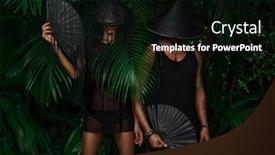  Presentation with green foliage - Slides with fashion couple against green foliage background and a black colored foreground