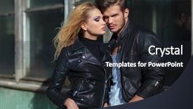  Presentation with old couple - Cool new PPT layouts with fashion couple in leather jackets backdrop and a wine colored foreground