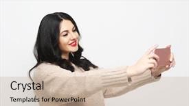  Presentation with fashion - PPT layouts featuring fashion curvy brunette girl taking background and a soft green colored foreground