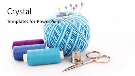  Presentation with wool - Presentation having fashion design - few pins in wool ball background and a white colored foreground