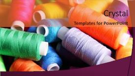  Presentation with design fashion - Beautiful presentation design featuring fashion design - multicolor sewing threads on wooden backdrop and a gold colored foreground