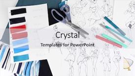  Presentation with design fashion - Cool new presentation with fashion design - sketches of clothes and fabric backdrop and a light gray colored foreground