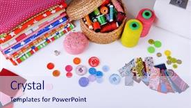  Presentation with design fashion - Amazing theme having fashion design close-up sewing backdrop and a sky blue colored foreground