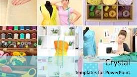  Presentation with design fashion - Amazing slides having fashion design collage sewing items backdrop and a arctic colored foreground