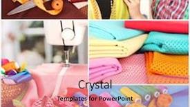  Presentation with design fashion - Audience pleasing slides consisting of fashion design collage sewing items backdrop and a coral colored foreground