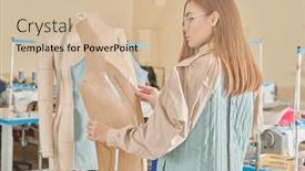  Presentation with design fashion - Presentation theme having fashion-design-studio-a-stylish background and a  colored foreground