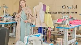  Presentation with girl design - Theme with fashion-design-studio-beautiful-stylish background and a coral colored foreground