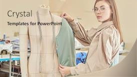  Presentation with design fashion - Slide set consisting of fashion-design-studio-young-stylish background and a lemonade colored foreground