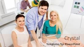  Presentation with design team - Presentation design having fashion design tailoring and people concept - team of designers with sketch working at office background and a lemonade colored foreground