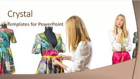  Presentation with dress for success - Presentation theme featuring fashion designer - woman tailor working on dress background and a cream colored foreground