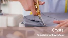  Presentation with clothing - Audience pleasing PPT layouts consisting of fashion designer - young man tailor working backdrop and a coral colored foreground