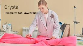  Presentation with design fashion - PPT layouts consisting of fashion-designer-is-working background and a soft green colored foreground