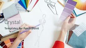  Presentation with sketching - Slides featuring fashion-designer-sketching-new-creative background and a sky blue colored foreground