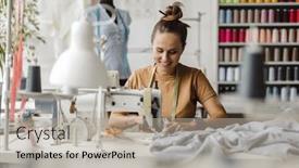  Presentation with sewing machine - Presentation consisting of fashion-designer-using-a-sewing background and a  colored foreground