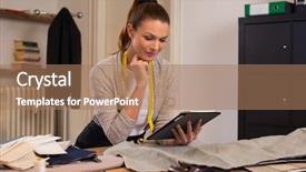  Presentation with design thinking - Audience pleasing slides consisting of fashion designer using digital tablet backdrop and a coral colored foreground