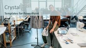  Presentation with prosthetic leg - Audience pleasing slides consisting of fashion-designer-with-prosthetic-leg backdrop and a sky blue colored foreground