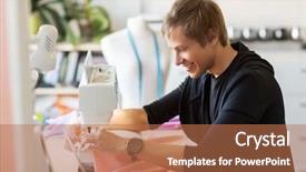  Presentation with sewing machine - Slides having fashion designer with sewing machine background and a coral colored foreground