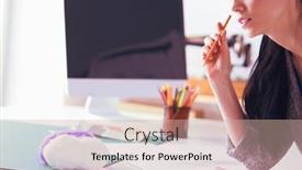  Presentation with design fashion - Cool new slide set with fashion-designer-working-in-studio backdrop and a soft green colored foreground