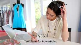  Presentation with creation - Theme featuring fashion designer working on creation background and a soft green colored foreground