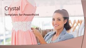  Presentation with mannequin - Cool new presentation theme with fashion designer working on dress on a mannequin backdrop and a lemonade colored foreground