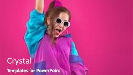 Presentation with 80s retro - PPT layouts consisting of fashion-dj-girl-in-colorful background and a purple colored foreground