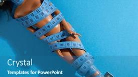  Presentation with tape measure - Amazing slide deck having fashion-doll-with-tape-measure backdrop and a ocean colored foreground