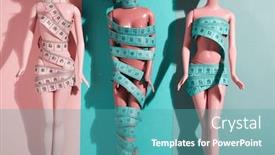  Presentation with tape measure - Presentation theme featuring fashion-doll-with-tape-measure background and a teal colored foreground