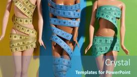  Presentation with tape measure - Cool new presentation theme with fashion-doll-with-tape-measure backdrop and a ocean colored foreground