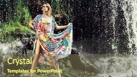  Presentation with waterfall woman - Theme consisting of fashion dress posing outdoor waterfall background and a tawny brown colored foreground