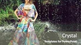  Presentation with waterfall woman - Amazing presentation design having fashion dress posing outdoor waterfall backdrop and a gray colored foreground