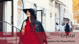  Presentation with plus size fashion model - Slides consisting of fashion elegant look plus size background and a crimson colored foreground