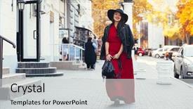  Presentation with plus size fashion model - Beautiful presentation theme featuring fashion elegant look plus size backdrop and a light gray colored foreground