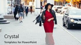  Presentation with plus size fashion model - Audience pleasing PPT theme consisting of fashion elegant look plus size backdrop and a light gray colored foreground