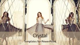  Presentation with beautiful flower elegant - Colorful presentation design enhanced with fashion evening dresses for event backdrop and a soft green colored foreground