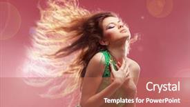  Presentation with disco - Amazing PPT theme having fashion expressive girl dancing at disco light backdrop and a coral colored foreground