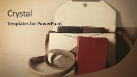  Presentation with fashion handbag - Beautiful presentation design featuring fashion female handbag with books on a sofa backdrop and a lemonade colored foreground