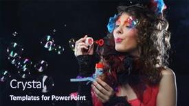  Presentation with curly hair - Presentation design having fashion-female-model-with-creative background and a wine colored foreground