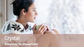  Presentation with snow tree cicular - PPT layouts having fashion forecast - young beautiful brunette woman drinking background and a coral colored foreground