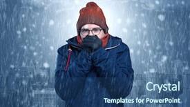  Presentation with clothing - Audience pleasing slide set consisting of fashion forecast - young man freezing in warm backdrop and a ocean colored foreground